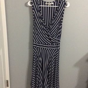 Blue and white striped jersey dress